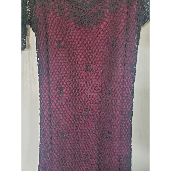Kroshetta By Papillon Handmade Witchy Crochet Beaded Fringe Midi Dress Sz Medium - Picture 5 of 12